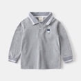 thumbnail image 2 of WUANDIXFA Girls Boys Striped Collar Long Sleeve Knit Sweater Casual Polo Preppy Shirt Button up Trendy School Pullover Tunic Kids Tops (Grey, 6-7 Years), 2 of 9