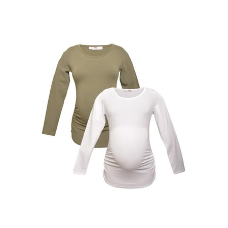 

LVMA2300 - 2 Pack - 100% premium Cotton - Women Long Sleeve Maternity T-Shirt