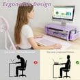 thumbnail image 3 of MEHOOM Desk Organizer, 3-Tier Monitor Stand with Storage and 2 Pen Holder, Laptop Stand, Office Desk Accessories for Office Supplies, Purple, 3 of 12