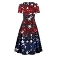 thumbnail image 5 of Women's 4th of July Patriotic Dress, Women Sexy Short Sleeve Maxi Dress, Independence Day American Flag Printed Elegant Design, Bohemian Silhouette for Summer Activities,Blue L, 5 of 5