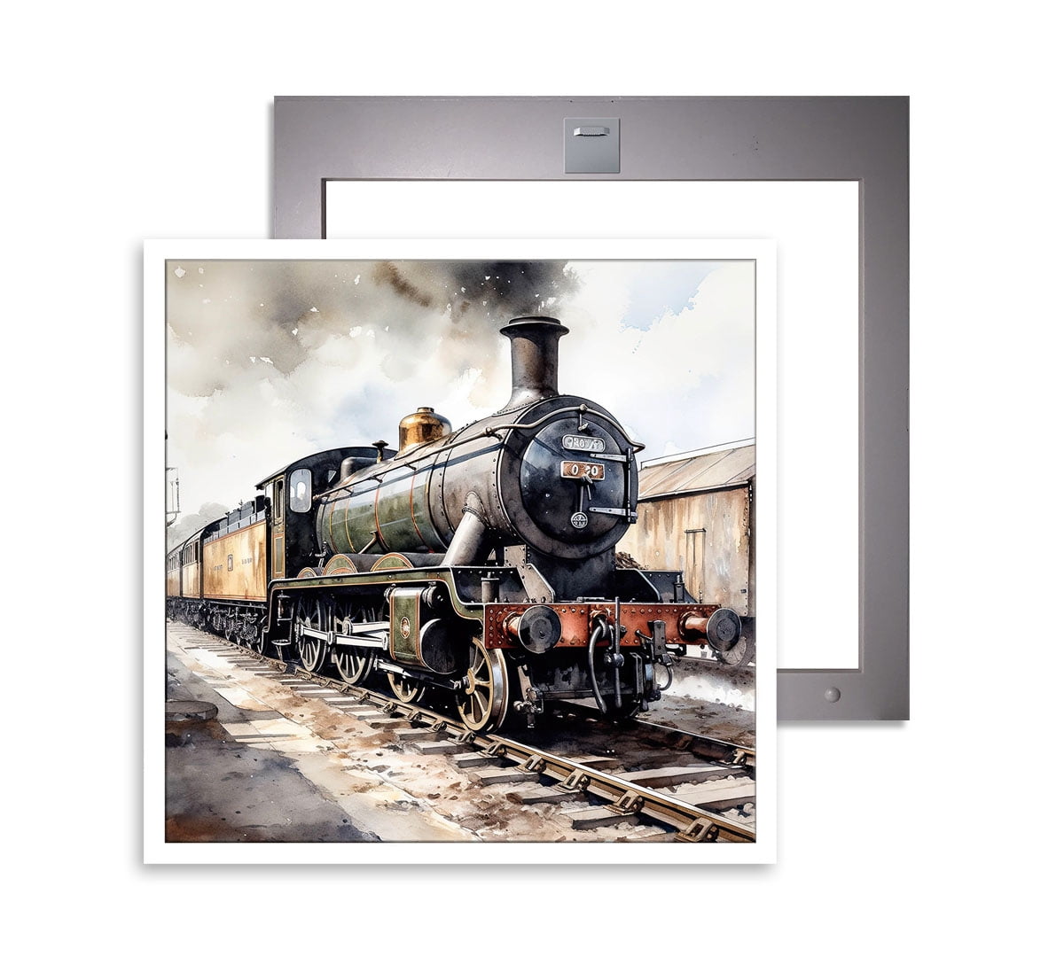 Vintage Train -12x12" Framed HD Wall Picture