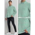 thumbnail image 5 of DARING DIVA Men's Striped Turtleneck Long Sleeves Pullover Stripes T-Shirt S Green White, 5 of 6