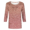 thumbnail image 3 of Dyegold 3/4 Sleeve Women Tops Dressy Casual Comfy Loose Cute Trendy T-Shirt Shirts Floral Printed Tunics Top Plus Size for Women Round Neck Fall Female Blouse Long Sleeve, 3 of 6