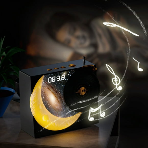 TopLLC Bluetooth audio Retro Galaxy Bluetooth Audio Wireless Vinyl Records Birthday Gift Radio Desktop Small Speaker Clock Display Surrounding Sound Effects Vibes Light Bluetooth audio