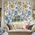 thumbnail image 2 of Blue Yellow Floral Swag Curtain Valance for Windows, Vintage Plant Window Treatments Short Swag Topper for Kitchen Windows Bathroom Bedroom, 36"x63", 2 of 8