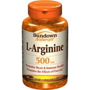 Sundown L-Arginine Supplements, 500 mg Capsules, Unflavored 90 Count