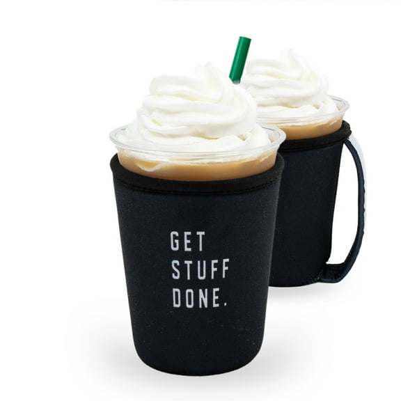 GoCuff Reusable Iced Coffee Insulator Sleeve Neoprene Holder - Get Stuff Done - Small