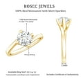 thumbnail image 6 of Rosec Jewels Certified Moissanite Solitaire Engagement Ring 1 Carat - Bypass Ring for Women - 7 mm Round Ring - D-VS1 Quality, 18K Yellow Gold, US 3.00, 6 of 7