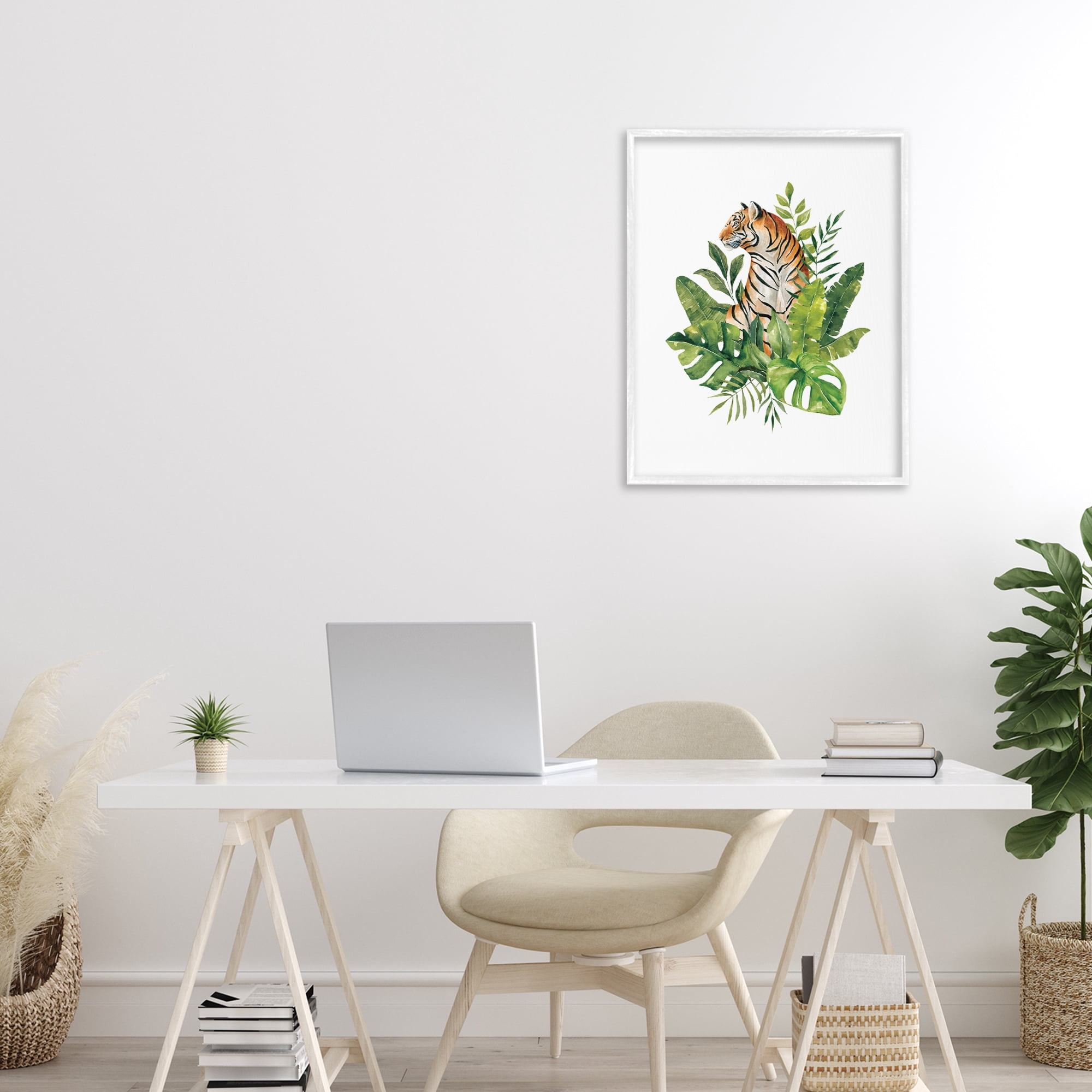 Stupell Industries Exotic Jungle Tiger White Framed Giclee Art, design by Bethany Sandoval