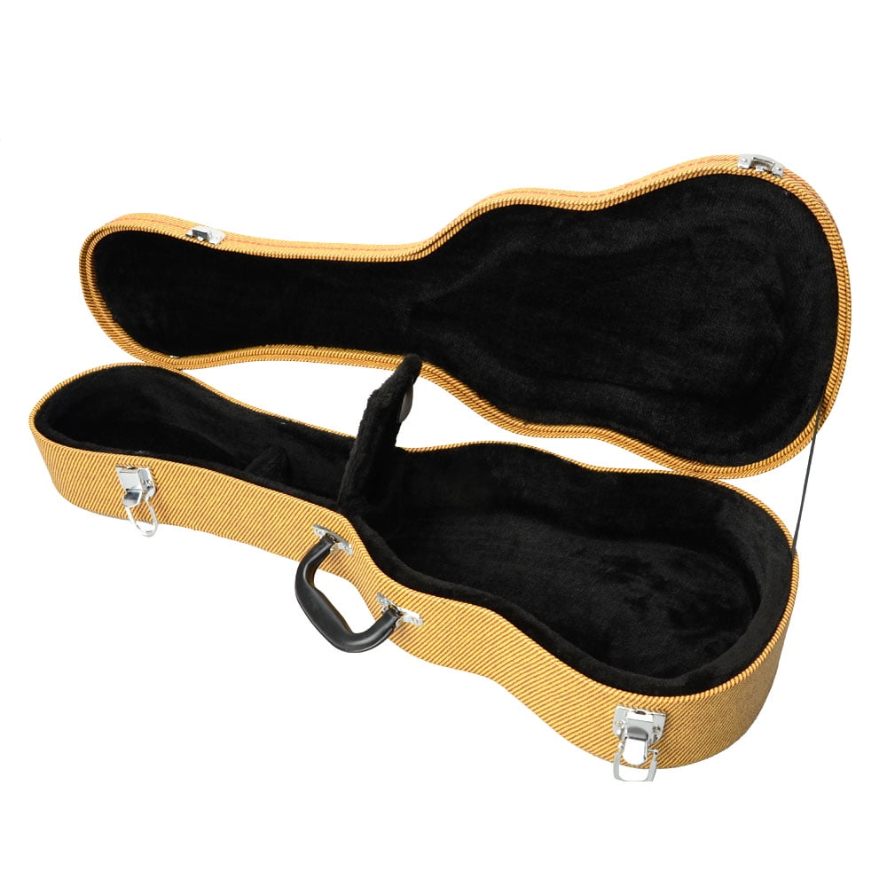 Kepooman 26" Portable Exquisite Top Grade Leather Guitar Case for Ukulele, Yellow
