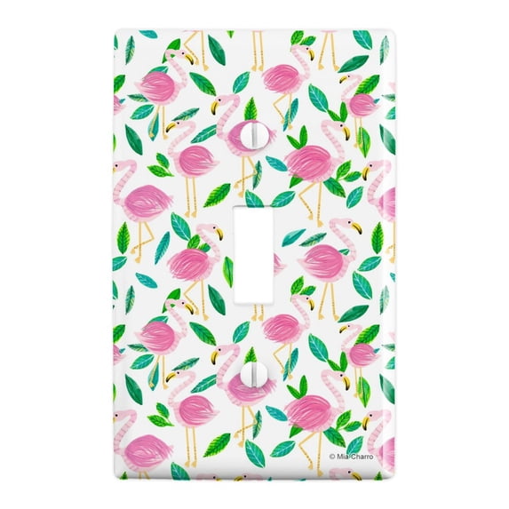 Cute Flamingos and Leaves Plastic Wall Decor Toggle Light Switch Plate Cover