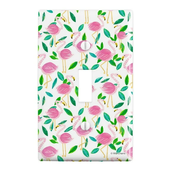 Cute Flamingos and Leaves Plastic Wall Decor Toggle Light Switch Plate Cover