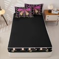 thumbnail image 4 of Homewish Sequin Print Bow Zipper Full Size Comforter Sets with Fitted Sheet and 2 Pillowcases, Dreamy Princess Zipper Bedding Set, Pink Yellow, Black Reversible, 4pcs, 4 of 6
