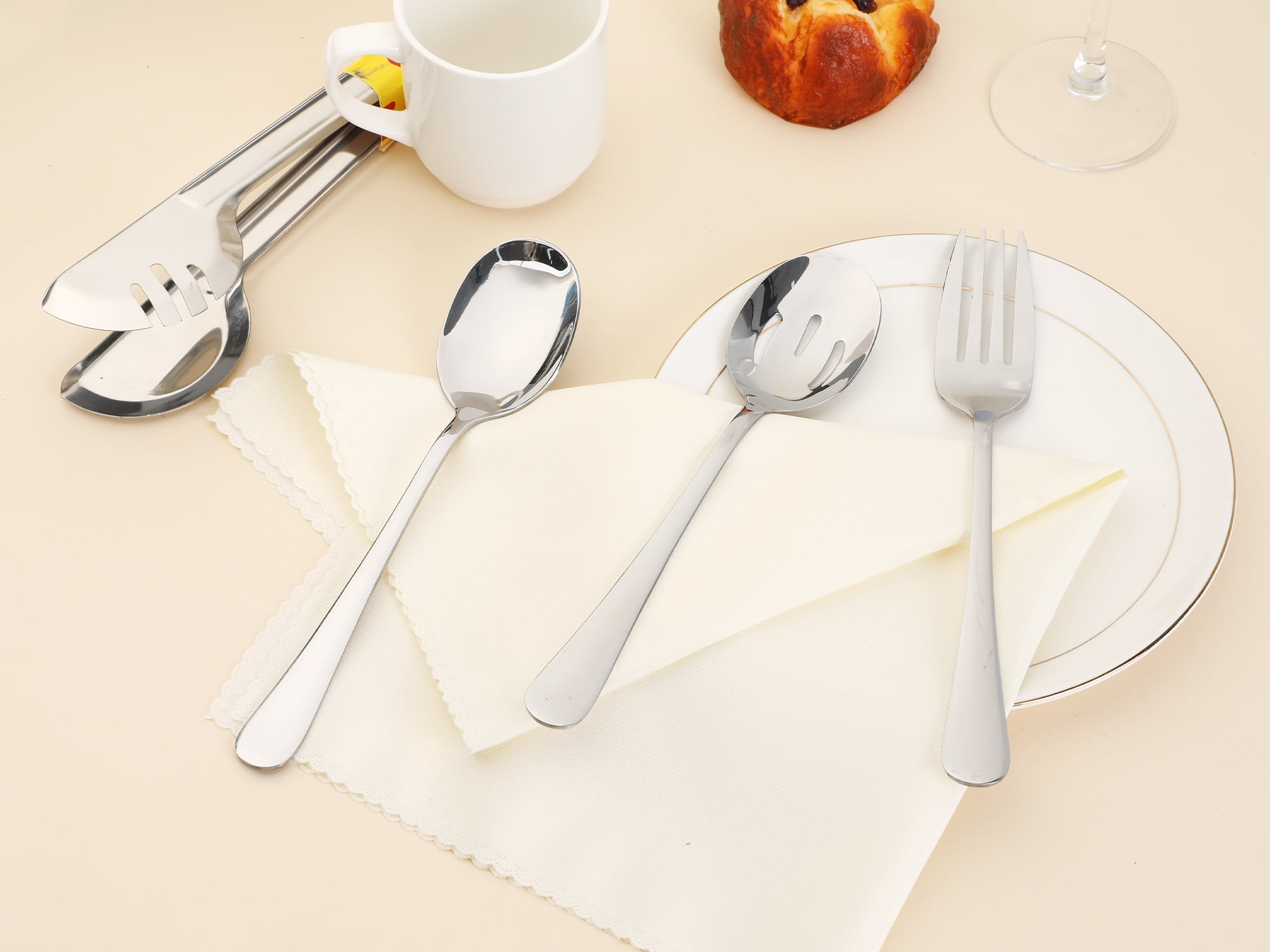 Unique Bargains Stainless Steel Flatware Set with Spoons and Forks Silver 8 Pcs