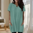 thumbnail image 3 of Otntypg Oversized Tunic Shirts for Women Casual Summer Short Sleeve V Neck Plain Tees Shirt Tops Loose Fit Baggy Long Tshirt Blouse with Pockets Mint Green M, 3 of 6