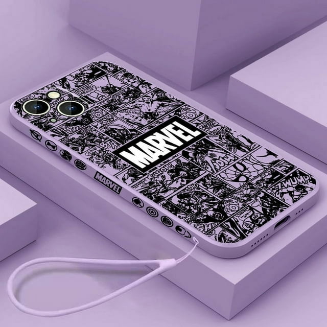 Marvel superhero cartoon For Apple iPhone 15 14 13 12 11 Pro Max Plus 8 7 SE Liquid Left Rope Phone Case Capa Soft Cover DMH