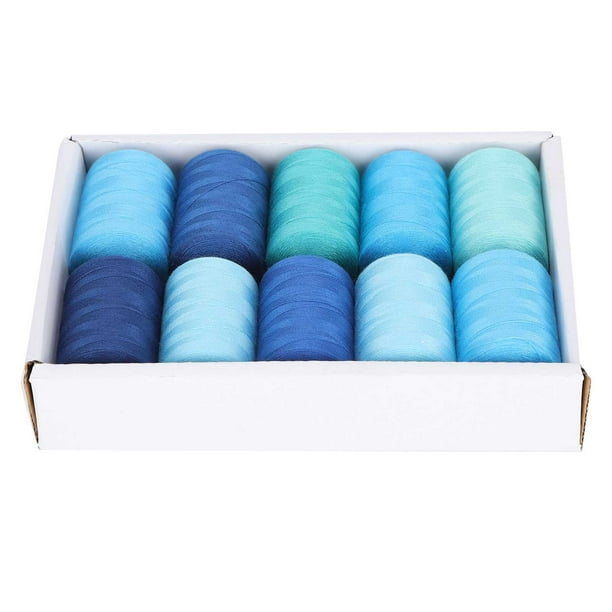 Hilo de coser azul, 10 rollos de hilo de coser azul, juego de hilos de coser para bricolaje, el mejor de su clase Jadeshay A