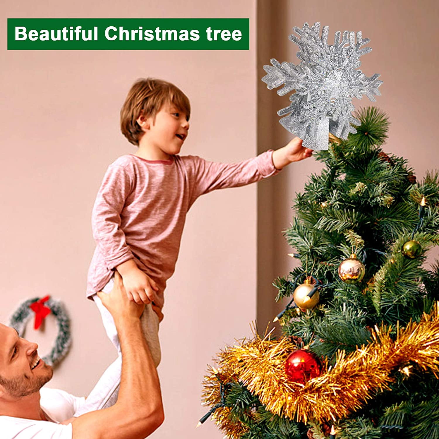 Buy Intera Christmas Tree Topper, LED Lighted Star 3D Hollow Glitter ...