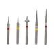 thumbnail image 1 of Juego de fresas diamantadas de alta velocidad para odontología, 5 piezas de acero inoxidable y polvo de esmeril, ideal para corte, pulido y corrección dental., 1 of 6