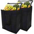 thumbnail image 1 of Juego de 2 bolsas isotérmicas térmicas, bolsa de compras reutilizable con cierre de doble cremallera que mantiene la comida caliente o fría, ideal para catering, transporte de comestibles, (negro XianweiShao 8390613970008, 1 of 1