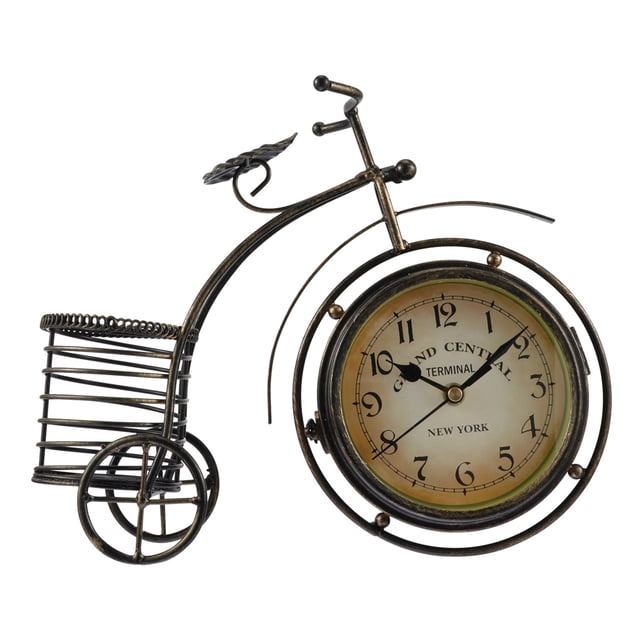 1pc Vintage Metal Clock PVC Glass Clock Tabletop Clock Decor Clock Adornment