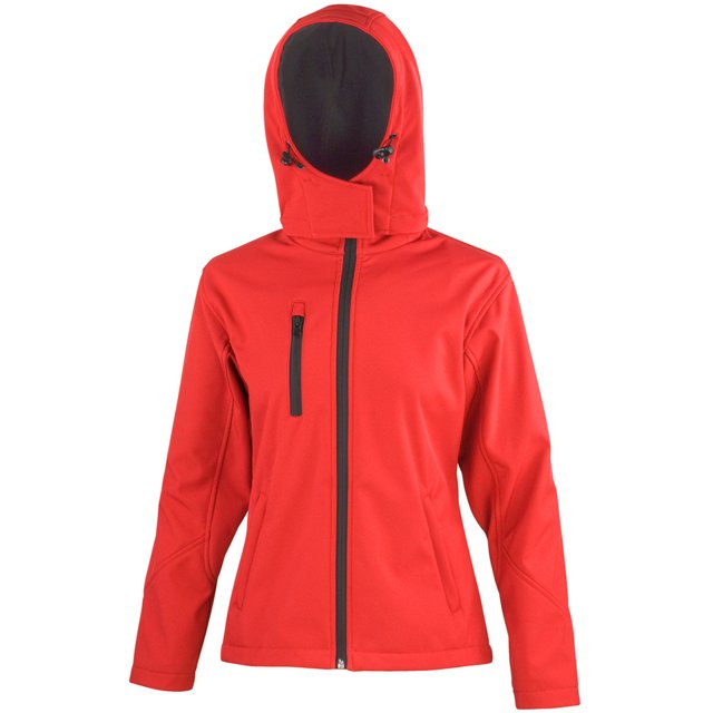 Result Core - Chaqueta con capucha modelo Lite Softshell para mujer (Rojo/Negro)