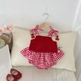 thumbnail image 2 of MEZZALL Girls Romper Jumpsuit For Baby Toddler 0 3 Years Cute Strawberry Print Sleeveless Playsuit Summer Casual Outfits With Checkered Vest Soft Baby Wear, 2 of 9