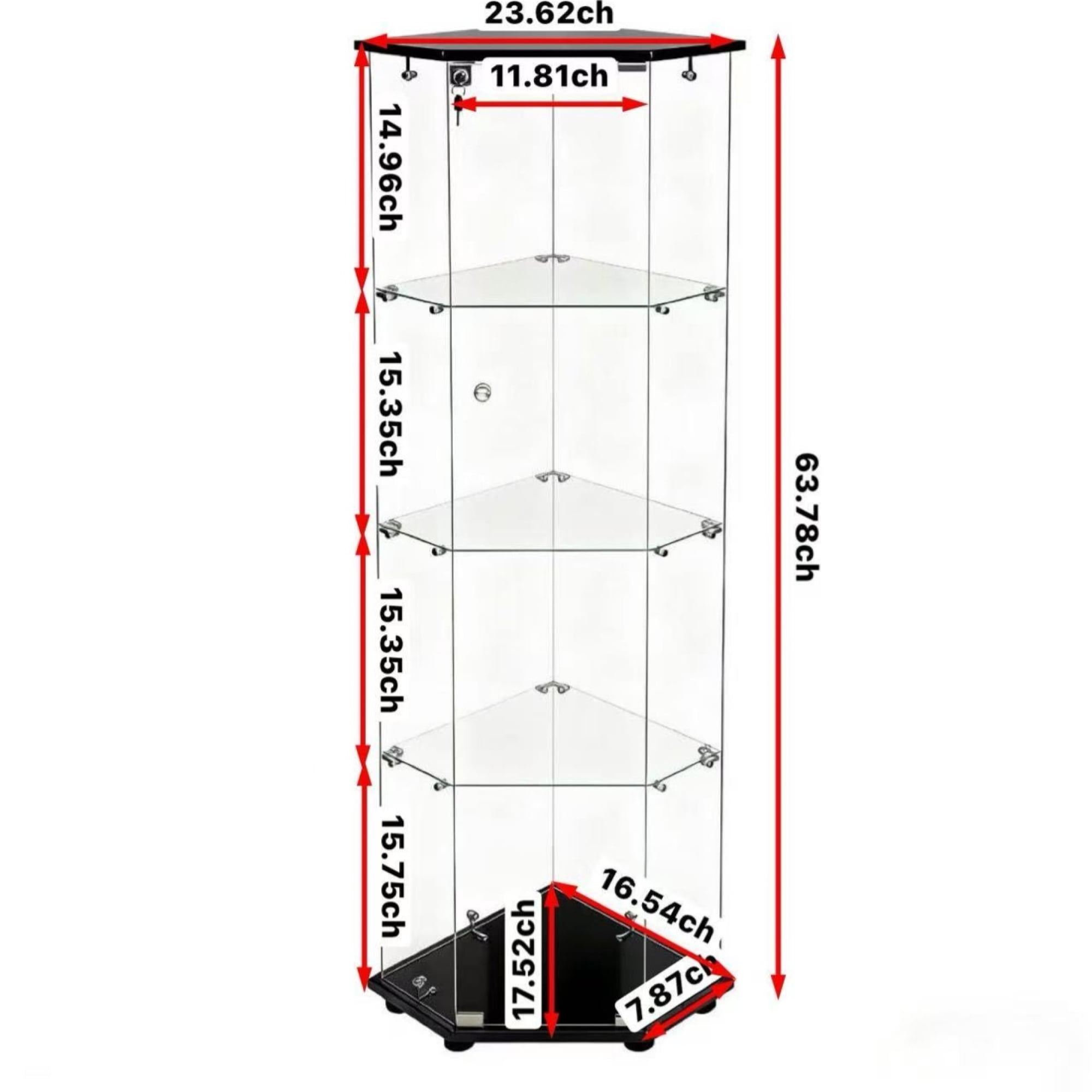 4-Tier Glass Display Cabinet with Glass Doors,Corner Storage Cabinet,Curio Cabinet & Bookshelf, Collection Showcase for Home Office,Black