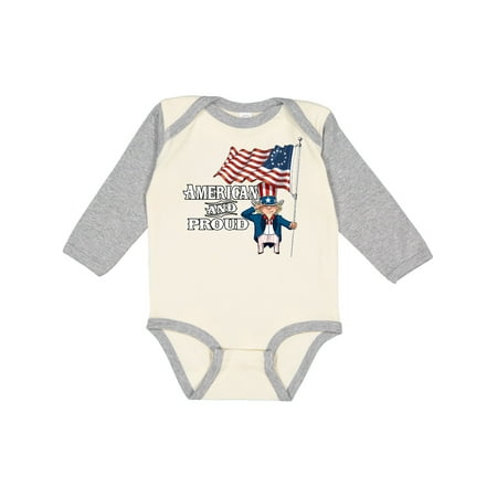 

Inktastic American and Proud Gift Baby Boy or Baby Girl Long Sleeve Bodysuit