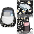 thumbnail image 4 of Daisy Pioneer Flower Black Pattern 17" School Backpacks for Teens,Waterproof Oxford Fabric,S-Shape Padded Straps for School,Travel,Hiking,Camping, 4 of 6