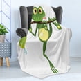 thumbnail image 4 of Animal Soft Flannel Fleece Blanket, Little Frog on Branch of the Tree in Rainforest Nature Jungle Life Art Earth, Cozy Plush for Indoor and Outdoor Use, 70" x 90", Green White Yellow, by Ambesonne, 4 of 5