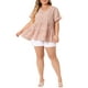 thumbnail image 1 of Blusa de mujer plus size Agnes Orinda, estilo boho, con flores, escote en V, mangas con volantes, blusas tipo babydoll en capas, 3X, color rosa, 1 of 6