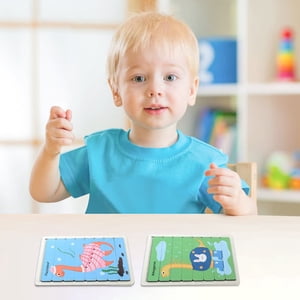 TIMIFIS Woods Puzzle Children's Creatives Strip Puzzle Wooden Dinosaur Animals Pattern Cognition Kindergarten Early Education Puzzle Mobile Puzzle Board Education