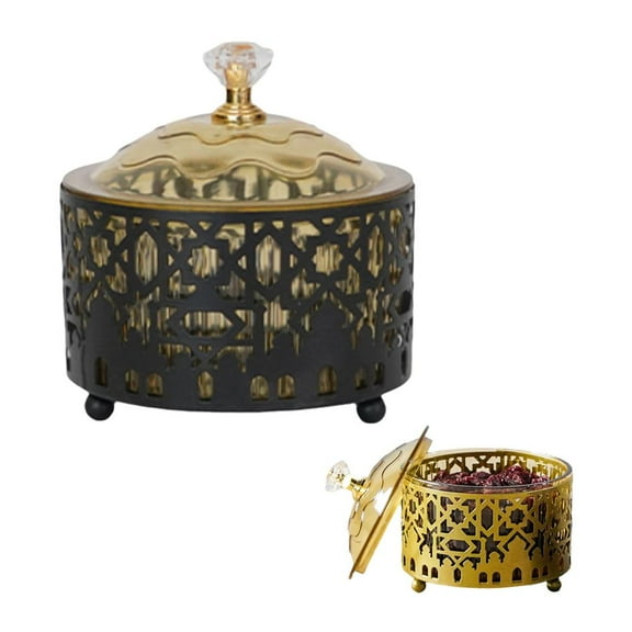 Eid Mubarak Ramadan Candy Tray,2026 New Metal Snack Serving Plate,Holiday Serving Platter Middle East Snack Tray with Cover for Eid Treats Nuts Dried Fruits Party Tea Dish Home Celebrations