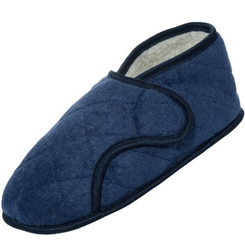 mens slippers with velcro for swollen feet