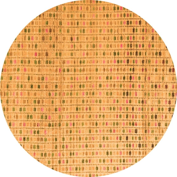 Ahgly Company Indoor Round Abstract Orange Modern Area Rugs, 7' Round