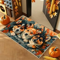 Fall Thanksgiving Themed Doormat, Multicolor Polyester Non-Slip Entrance Mat for Porch Kitchen Bathroom, Washable Holiday Floor Rug, Seasonal Welcome Mat(A)