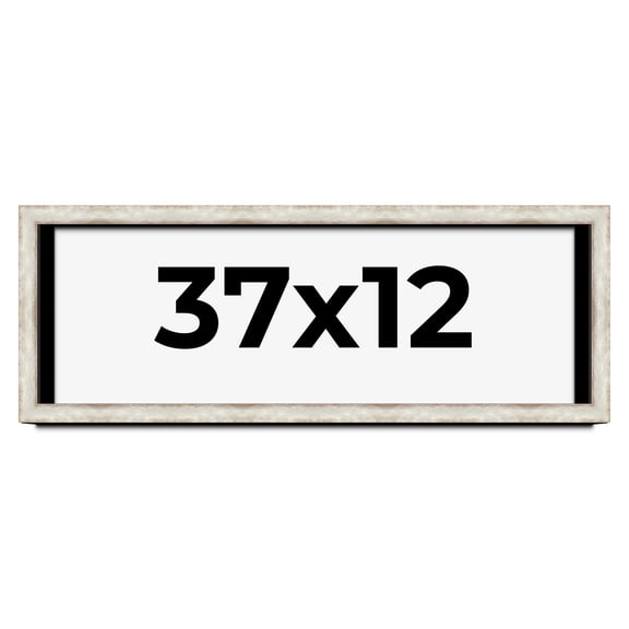 37x12 Shadow Box Frame Silver | 1.625 Inches Deep Real Wood Contemporary Shadowbox Display Frame |