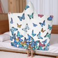 thumbnail image 5 of White Butterfly Colorful Pattern Hooded Bath Towel，60"x35" for Ages 3 To 12 Kids, Quick Dry Lightweight Soft Microfiber Hood Beach Towel Cover Up for Kids, 5 of 7
