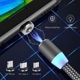 thumbnail image 3 of Magnetic Charging Cable,3-in-1 Nylon Braided Cord,Rotation Magnetic Phone Charger, 3 in 1 Magnetic Cable Compatible with Micro USB, Type C and iProduct Device,6.56ft,Gray, 3 of 10