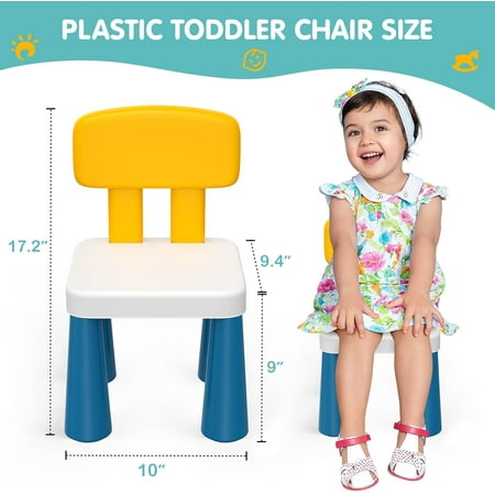 Plastic Toddler Chairs: 2 Pcs Kids Chairs for Table Step Stool Lightweight Indoor or Outdoor School Camping Playroom Nursery Beach Activity Small Chair for Kids Boys Girls Birthday Gifts Age 3