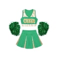 thumbnail image 3 of iiniim Kids Girls Cheer Leader Uniform Crop Top Pleated Skirt with Pom Poms Dancewear Green 12, 3 of 7