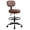 Brown, variant on Drafting Chair with Backrest – Adjustable Foot Rest Rolling Stool with Wheels, PU Leather Swivel Stool for Office Spa Studio Lab Counter Salon Home Work Bar Kitchen Shop(Silver)