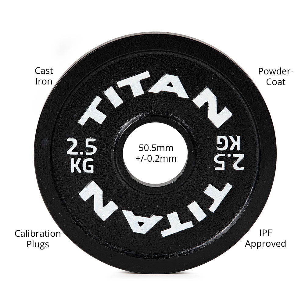 Titan Fitness 2.5 KG Olympic Calibrated Steel Powerlifting Plates, Machine Precision Steel Discs, Sold in Pair