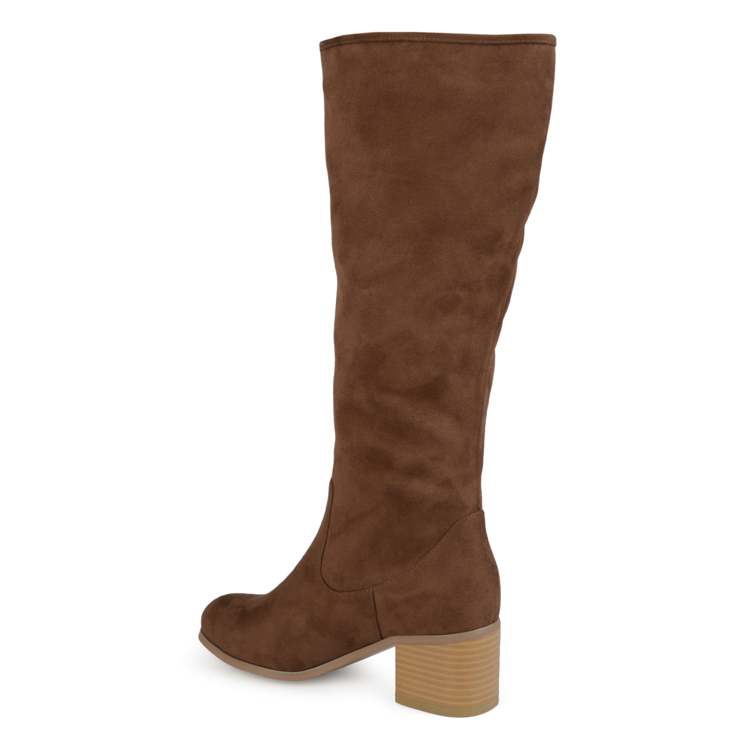 Journee Collection Women's Sanora Mid-Calf Wide Calf Stacked Heel Riding Boots