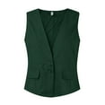 thumbnail image 4 of Ovticza Womens Cotton Linen Vest Casual Loose V Neck Sleeveless Vests Jacket Dark Green XL, 4 of 6