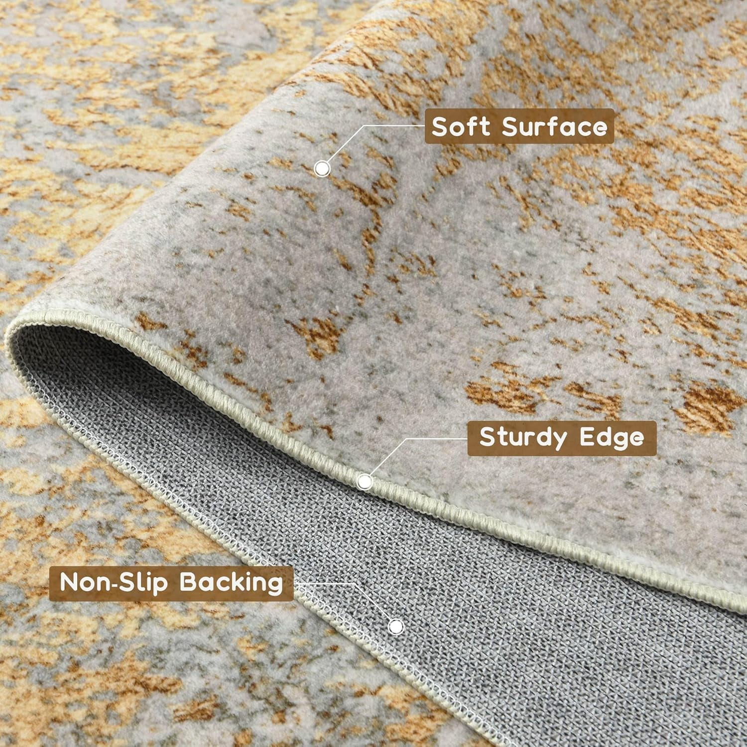 Lochas Abstract Area Rug Soft Modern Rugs for Living Room Bedroom Home Decor Indoor Carpet,5'x7',Camel/Gold