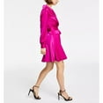 thumbnail image 3 of Women's Satin Shawl-Collar Fit & Flare Dress Fuschia 10, 3 of 6