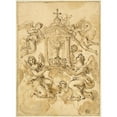 thumbnail image 3 of Giacinto Calandrucci 14x18 Black Modern Framed Museum Art Print Titled - Monstrance Borne by Angels, 3 of 5