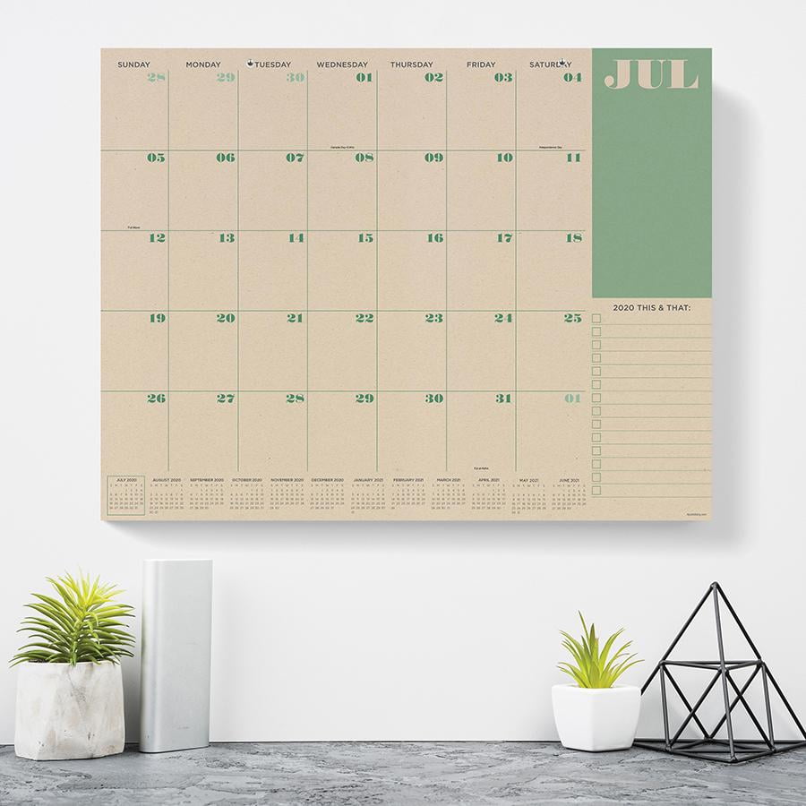 July 2020 June 2021 Kraft Large 17"x22" Desk Pad Monthly Calendar